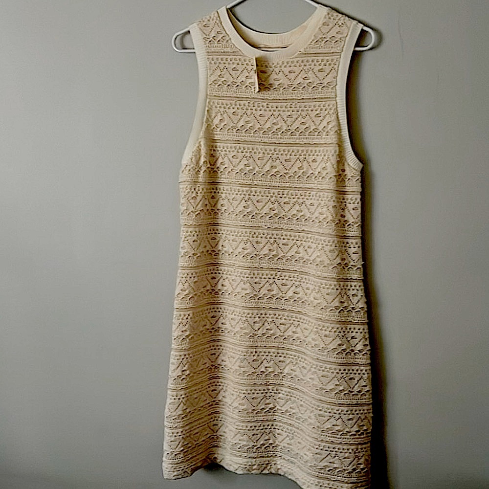 NWT Anthropologie Sleeveless Textured Knit Dress in Ivory